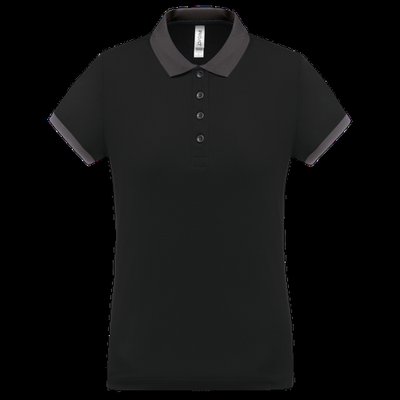 Polo piqué mujer Black / sporty grey XXL