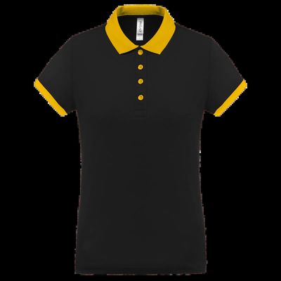 Polo piqué mujer Black / Yellow L