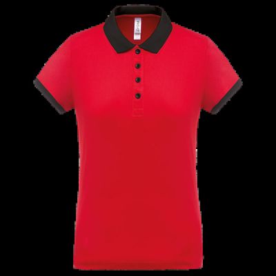 Polo piqué mujer Red / Black Xl