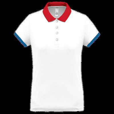 Polo piqué mujer White / Red / Sporty Royal Blue Xxl