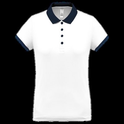 Polo piqué mujer White / Sporty Navy M
