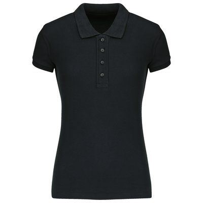 Polo piqué orgánico mujer ajustado Black XL