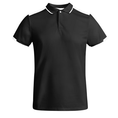 Polo Poliéster Reciclado Antibacteriano Negro/Blanco L