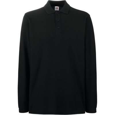 Polo punto piqué manga larga Black XXL