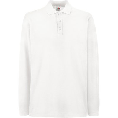 Polo punto piqué manga larga White XL