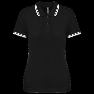 Polo a rayas mujer manga corta Black / White XS