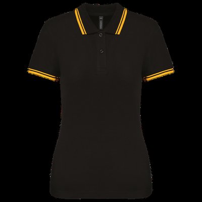 Polo a rayas mujer manga corta Black / Yellow M