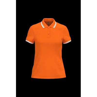 Polo a rayas mujer manga corta Orange / White L