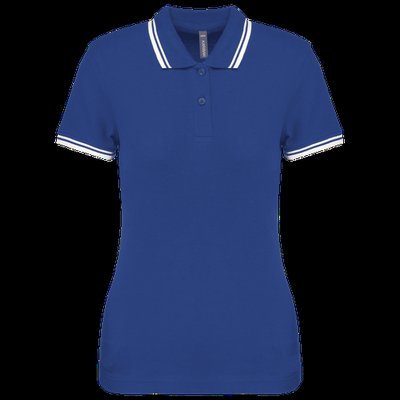 Polo a rayas mujer manga corta Royal Blue / White S