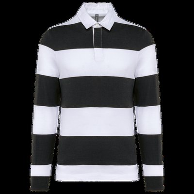 Polo a rayas unisex Manga Larga Black / White Stripes L