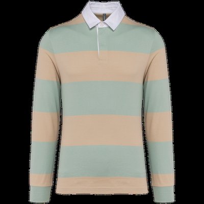 Polo a rayas unisex Manga Larga Sage / Light Sand Stripes S