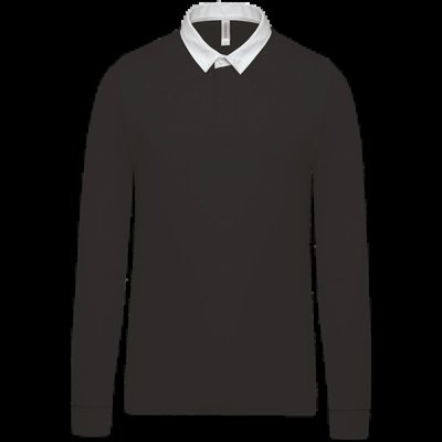 Polo Rugby 100% Algodón Peinado Black / White 5Xl