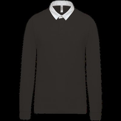 Polo Rugby 100% Algodón Peinado Black / White Xs