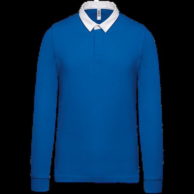 Polo Rugby 100% Algodón Peinado Light Royal Blue / White M