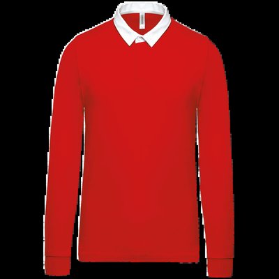 Polo Rugby 100% Algodón Peinado Red / White Xxl