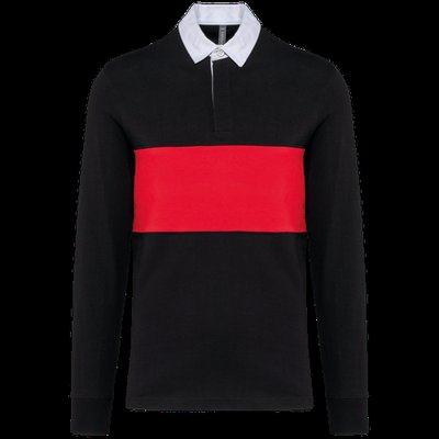 Polo rugby manga larga algodón Black / Sporty Red L