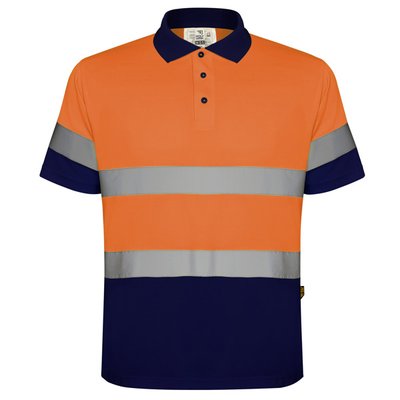 Polo Técnico Reflectante Anti Enganches Marino/Naranja Fluor Xl