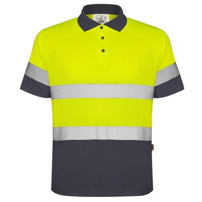 Polo Técnico Reflectante Anti Enganches Plomo/Amarillo Fluor 3Xl
