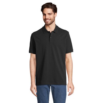 Polo Unisex de Algodón Orgánico Negro/ Negro Opaco XXS