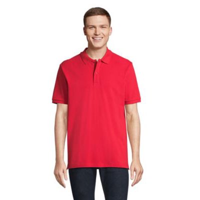 Polo Unisex de Algodón Orgánico Rojo Brillante 3XL