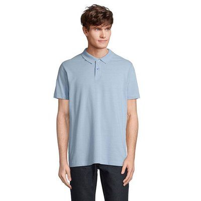 Polo unisex de algodón peinado Azul Cielo L