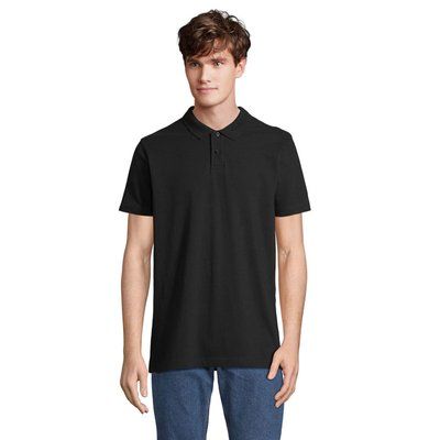 Polo unisex de algodón peinado Negro Xxl