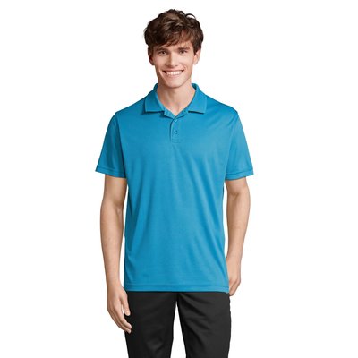 Polo unisex deportivo de poliéster reciclado Aqua M