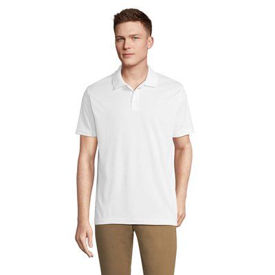 Polo unisex deportivo de poliéster reciclado Blanco L