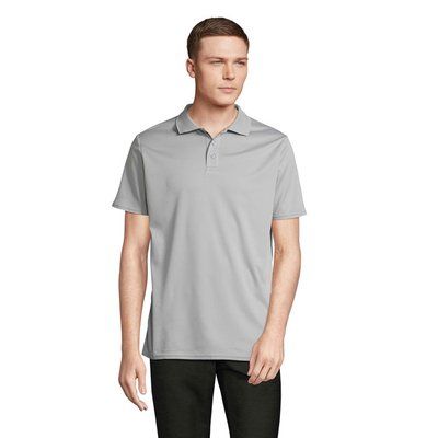 Polo unisex deportivo de poliéster reciclado Gris Puro S