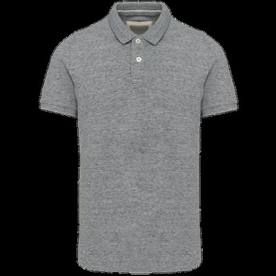 Polo vintage algodón manga corta hombre Slub Grey Heather L