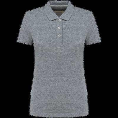 Polo vintage manga corta mujer Slub Grey Heather Xl