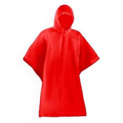 Poncho impermeable con capucha y cierre lateral Rojo Talla Única Adulto