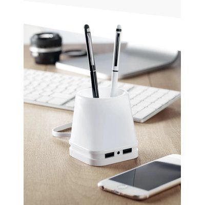 Portabolis con hub USB Blanco