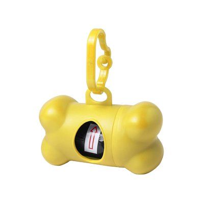 Portabolsas hueso para perros con 15 bolsas Amarillo