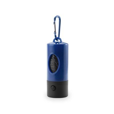 Portabolsas para perros con mosquetón y linterna LED Azul