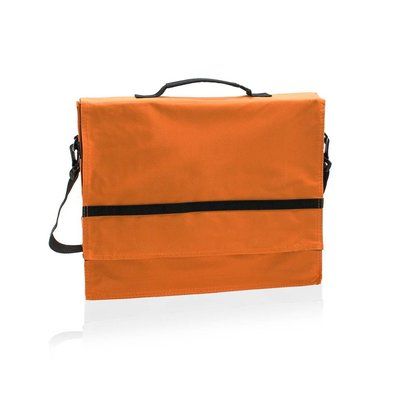 Portadocumentos bandolera en poliéster con cierre de velcro Naranja / Negro