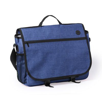 Portadocumentos con bolsillo de redecilla lateral Azul