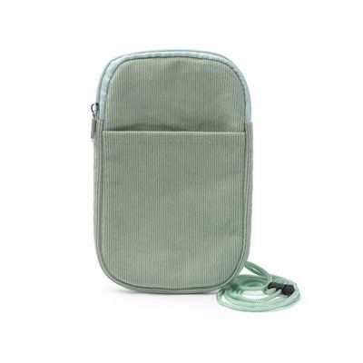 Portamóvil de pana con cremallera Verde Helecho