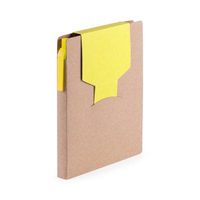Portanotas de cartón ecológico reciclado con bolígrafo incluido Amarillo
