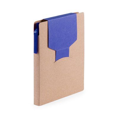 Portanotas de cartón ecológico reciclado con bolígrafo incluido Azul