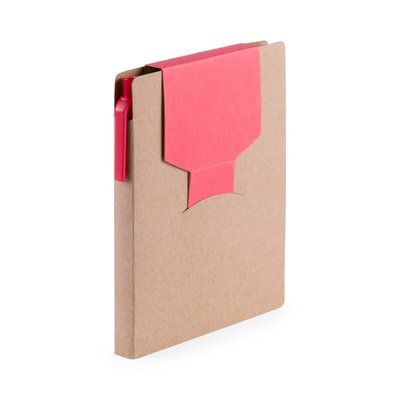 Portanotas de cartón ecológico reciclado con bolígrafo incluido Rojo