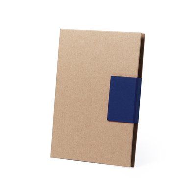 Portanotas de cartón reciclado ecológico con bolígrafo Azul