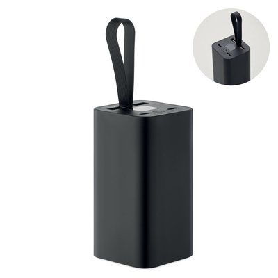 Powerbank 20000 mAh de aluminio reciclado con colgador Negro