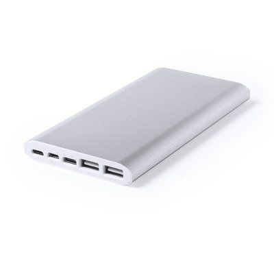Powerbank aluminio de 10000 MAH con 2 salidas USB Plateado