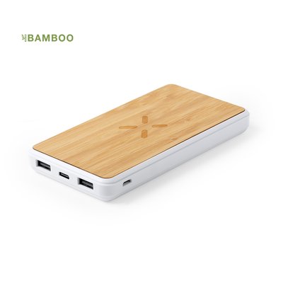 Powerbank cargador inalámbrico con exterior de bambú 8000 mAh