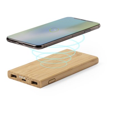 Powerbank inalámbrico de bambú ecológico 6000 mAh