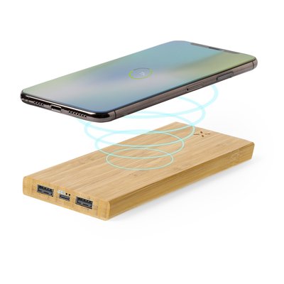 Powerbank inalámbrico de bambú ecológico 6000 mAh