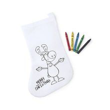 Producto Calcetin navideño blanco coloreable y ceras incluidas