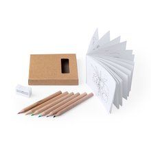 Producto Set con lápices de colores y bloc con dibujos en cartón natural