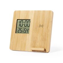 Producto Reloj Estación y Soporte Cargador 10W Bambú